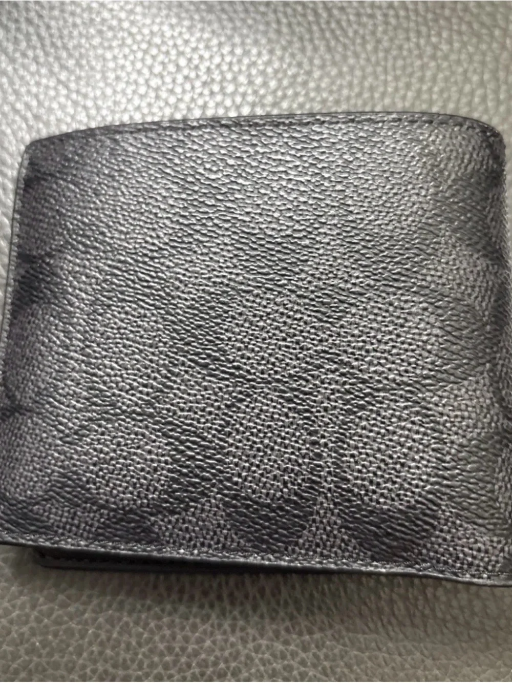 Coach Men's Signature Pebbled Leather Wallet in Charcoal Black